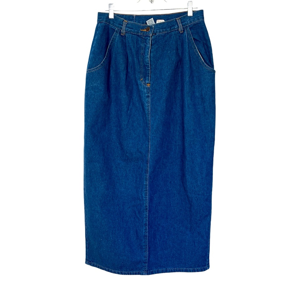 Vintage Hangten Long Blue Denim Slit Skirt Womens 13/14